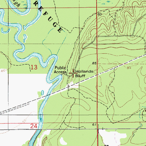 Topographic Map of Hollands Bluff, LA