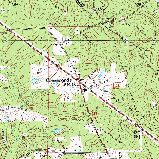 Topographic Map of Crossroads, LA