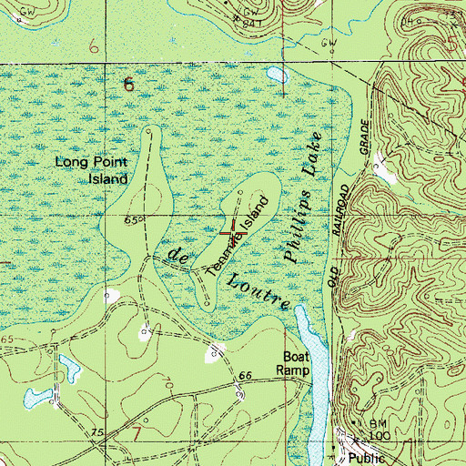 Topographic Map of Tenmile Island, LA