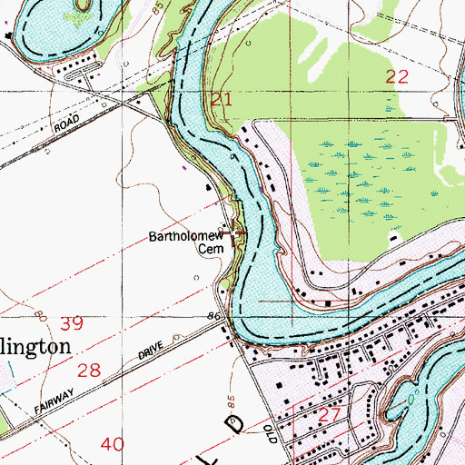 Topographic Map of Bartholomew Cemetery, LA