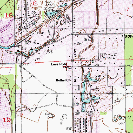 Topographic Map of Love Road Church, LA