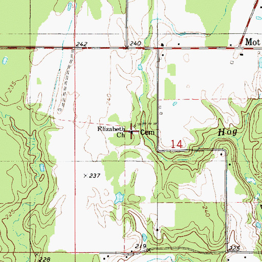 Topographic Map of Elizabeth Church, LA