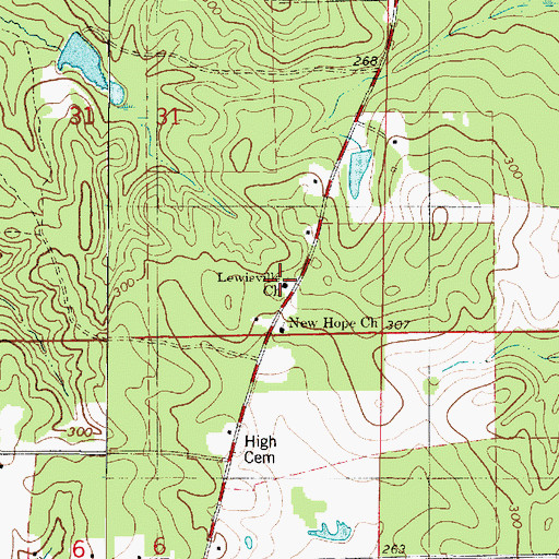 Topographic Map of Lewisville Church, LA