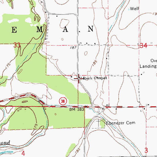 Topographic Map of Rock Chapel, AR
