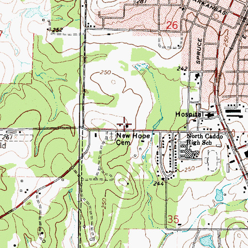 Topographic Map of New Hope Church, LA
