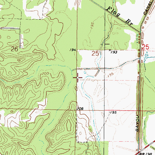 Topographic Map of Old Bed Horseshoe Lake, LA