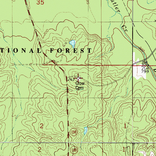 Topographic Map of Crow Cemetery, LA