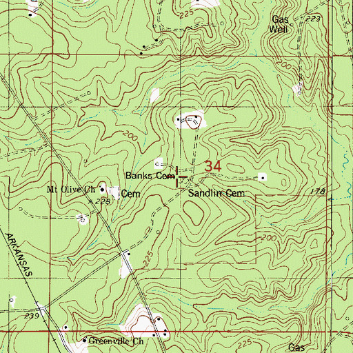 Topographic Map of Banks Cemetery, LA