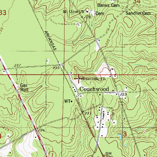 Topographic Map of Greenville Church, LA