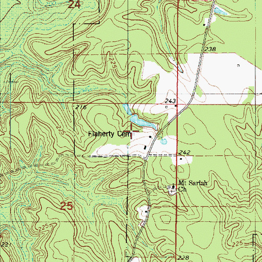 Topographic Map of Flaherty Cemetery, LA