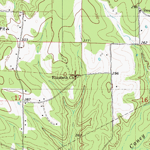Topographic Map of Elizabeth Church, LA