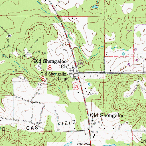 Topographic Map of Old Shongallo Cemetery, LA