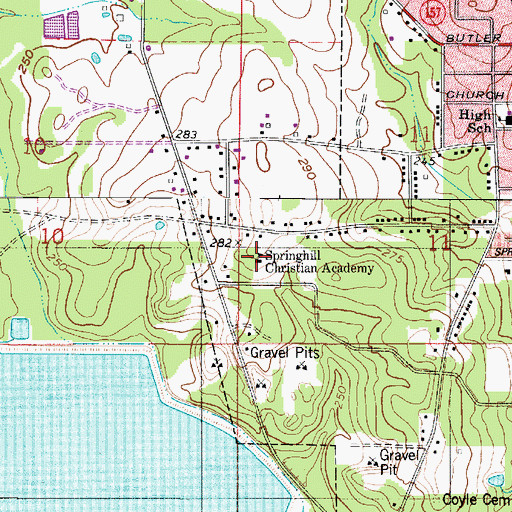 Topographic Map of Springhill Christian Academy, LA