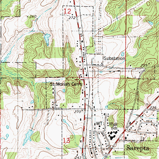 Topographic Map of Saint Moriah Cemeteries, LA