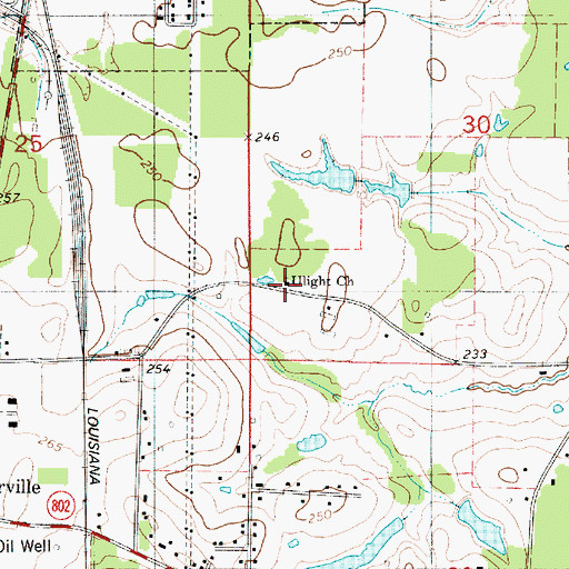 Topographic Map of Ulight Church, LA