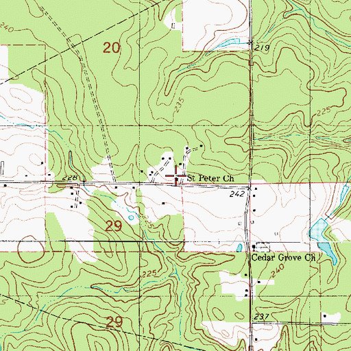Topographic Map of Saint Peter Church, LA