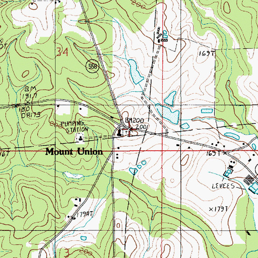 Topographic Map of Mount Union, LA
