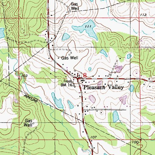 Topographic Map of Pleasant Valley, LA