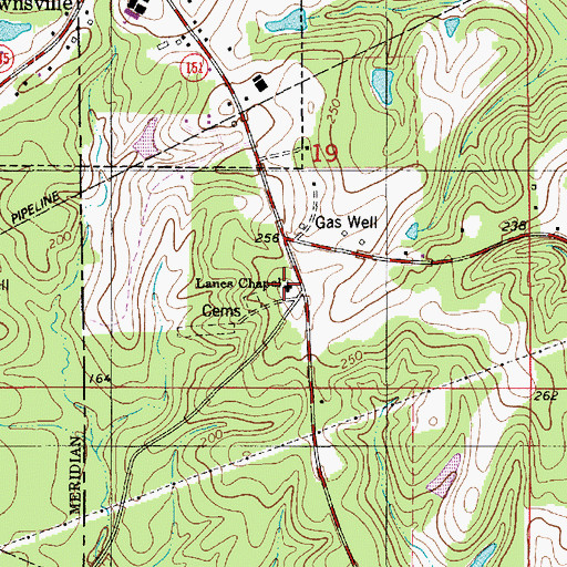 Topographic Map of Lanes Chapel, LA