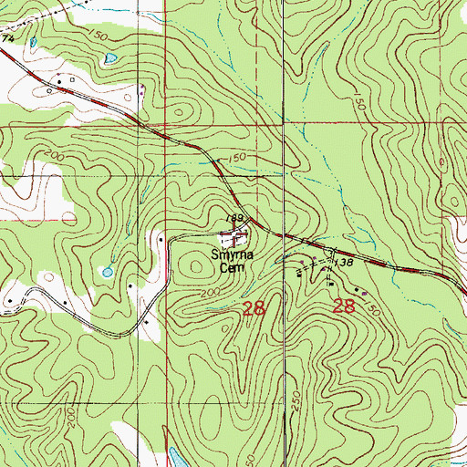 Topographic Map of Smyrna Cemetery, LA