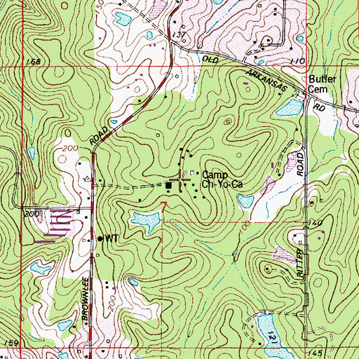 Topographic Map of Camp Ch-Yo-Ca, LA