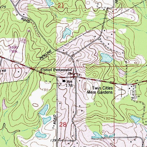 Topographic Map of United Pentecostal Church, LA