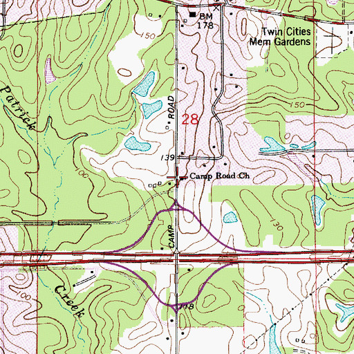 Topographic Map of Camp Road Church, LA