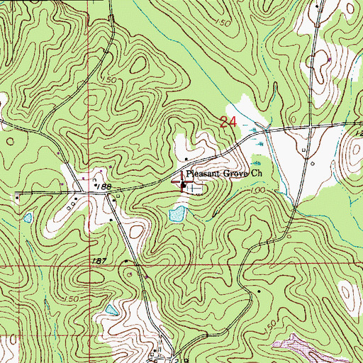 Topographic Map of Pleasant Grove Church, LA