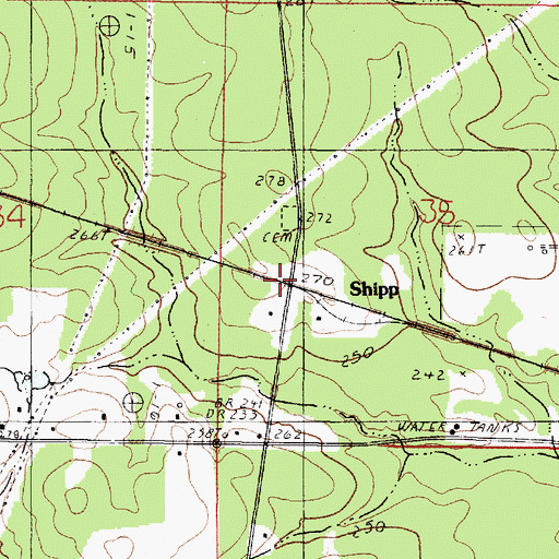 Topographic Map of Shipp, LA