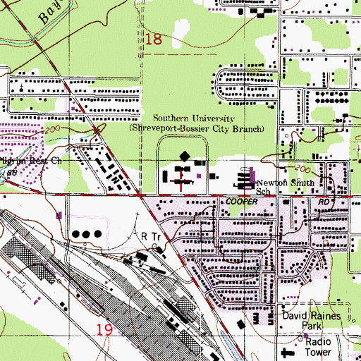 Topographic Map of Southern University at Shreveport, LA