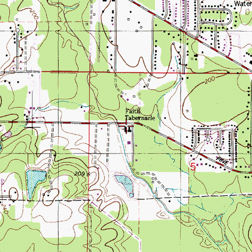 Topographic Map of Faith Tabernacle, LA
