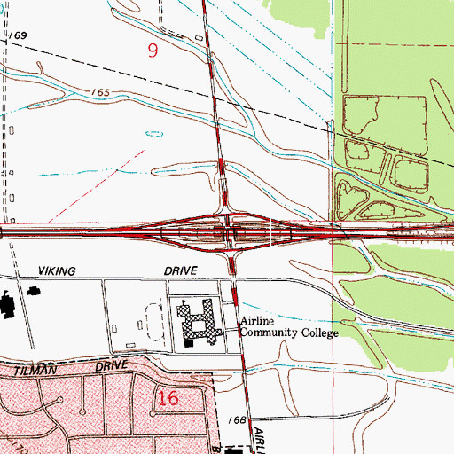 Topographic Map of Interchange 12, LA