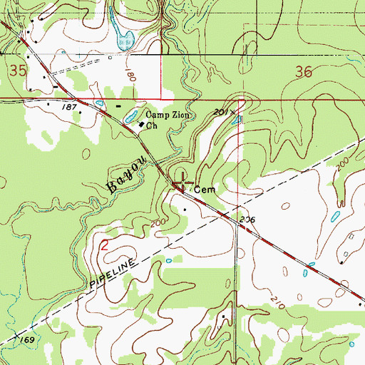 Topographic Map of Camp Zion Cemetery, LA