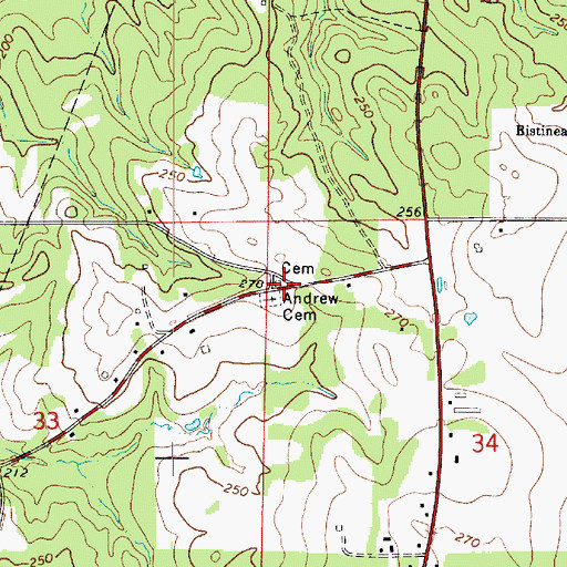 Topographic Map of Andrew Chapel (historical), LA