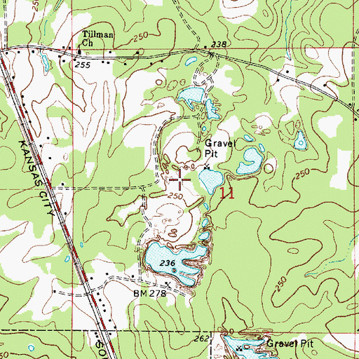 Topographic Map of Juben Gravel Pit, LA