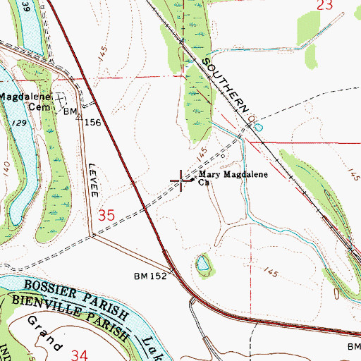 Topographic Map of Bear Point School (historical), LA