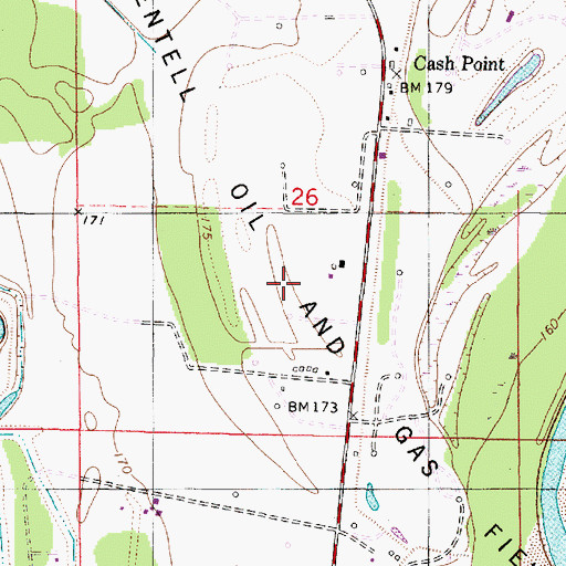 Topographic Map of Sentell Oil and Gas Field, LA