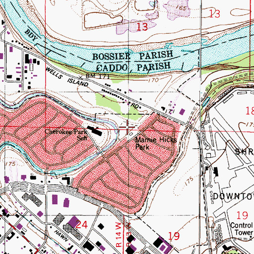 Topographic Map of Mamie Hicks Park, LA