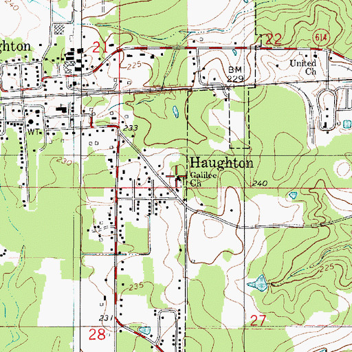 Topographic Map of Galilee Church, LA