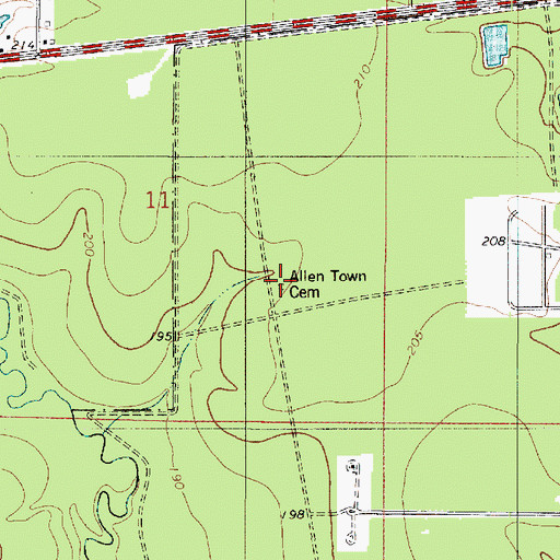 Topographic Map of Allen Town Cemetery, LA