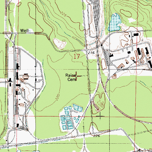 Topographic Map of Raine Cemetery, LA