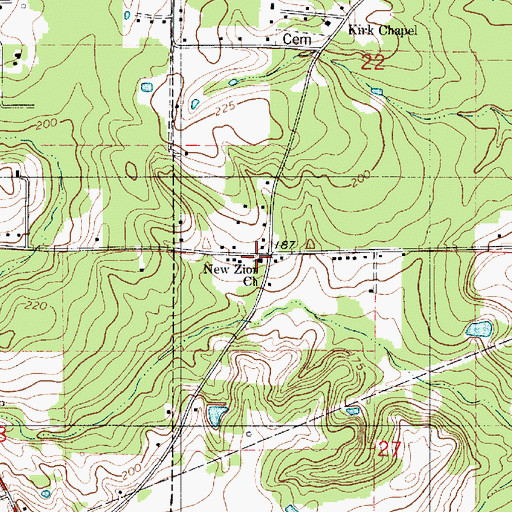 Topographic Map of New Zion Church, LA