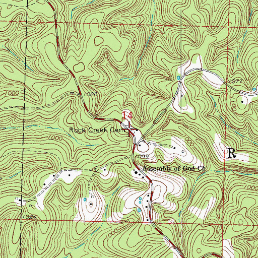 Topographic Map of Rock Creek Cemetery, AR