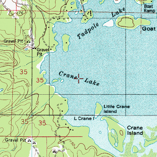 Topographic Map of Crane Lake, LA