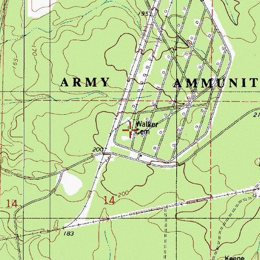 Topographic Map of Walker Cemetery, LA