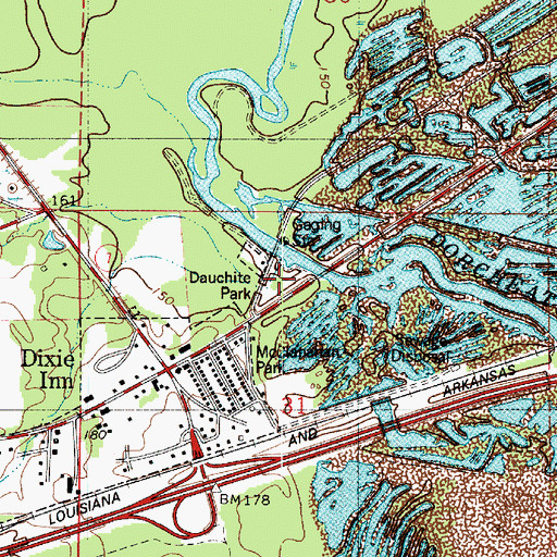Topographic Map of Dauchite Park, LA