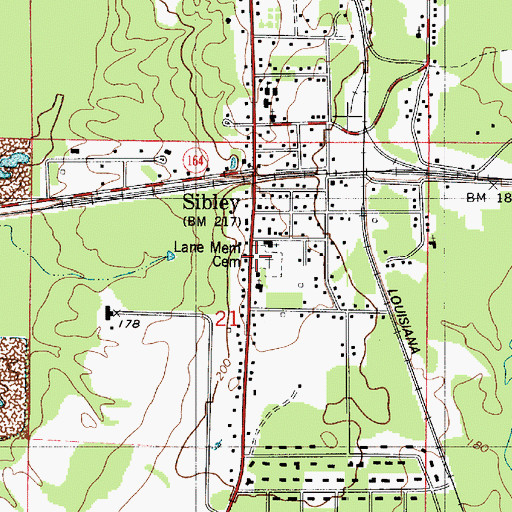 Topographic Map of Lane Memorial Cemetery, LA