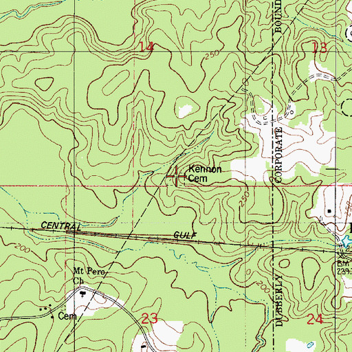 Topographic Map of Kennon Cemetery, LA