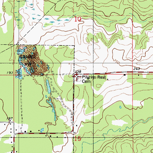 Topographic Map of Pilgrim Rest Cemetery, LA