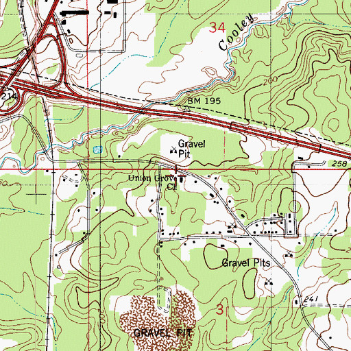 Topographic Map of Union Grove Church, LA